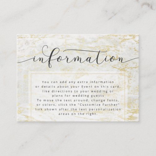 Modern Marbles in Blush  Gold Wedding Information Enclosure Card