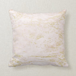 Modern Marbles in Blush Pink with Gold Throw Pillow