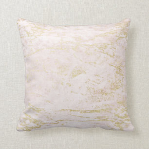 Modern Marbles in Blush Pink with Gold Throw Pillow