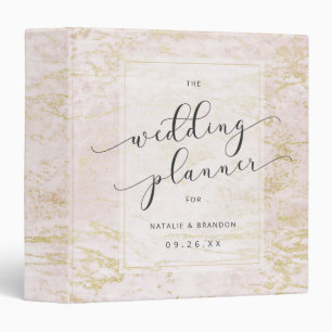 Modern Marbles in Blush Wedding Planner Binder
