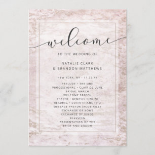 Modern Marbles in Mauve Rose Gold Wedding Ceremony Program