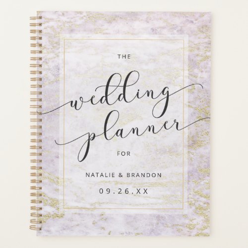 Modern Marbles in Violet with Gold Wedding Plans Planner