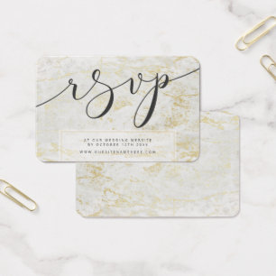 Modern Marbles White with Gold RSVP Insert Cards