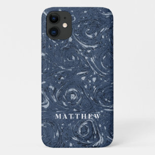 Modern Marbling Pattern Navy Blue Minimal Simple iPhone 11 Case