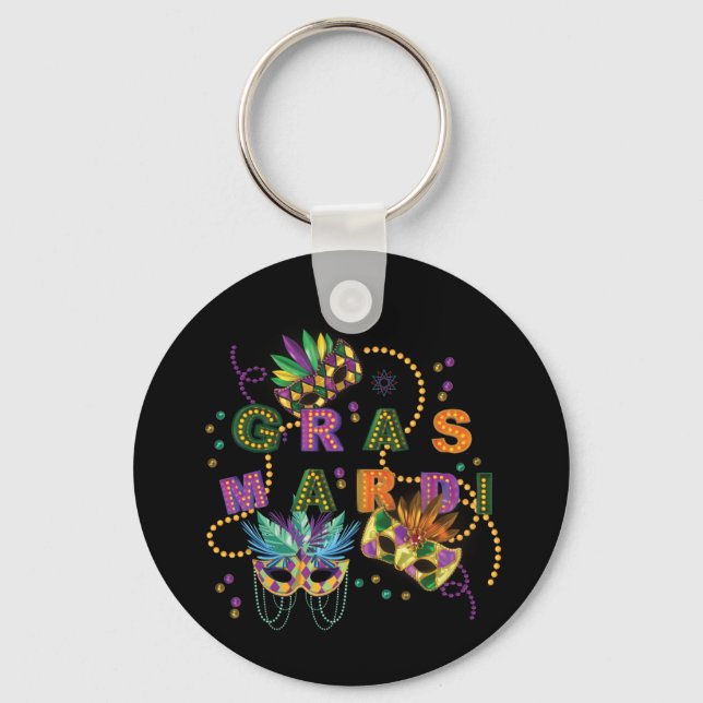 Modern Mardi Gras Keychain (Front)