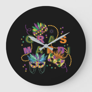 Modern Mardi Gras Large Clock