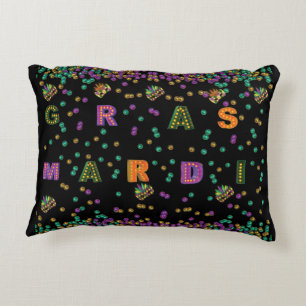 Modern Mardi Gras Pattern Accent Pillow