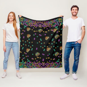 Modern Mardi Gras Pattern Fleece Blanket