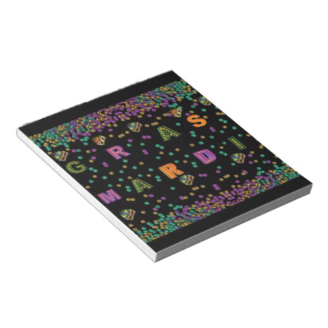 Modern Mardi Gras Pattern Notepad (Angled)