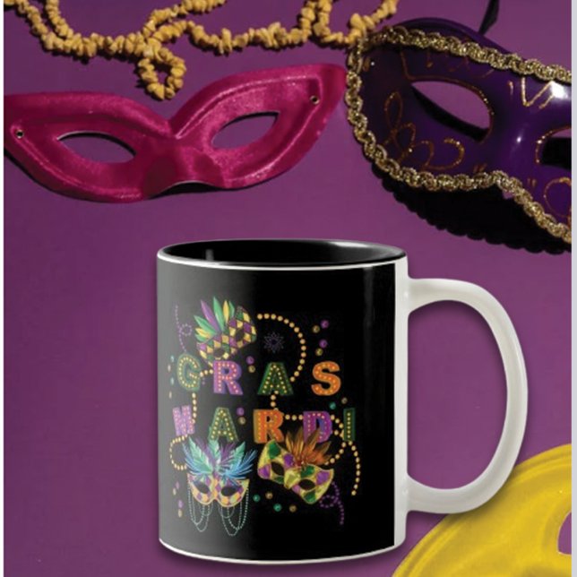 Modern Mardi Gras Two-Tone Coffee Mug (Creator Uploaded)