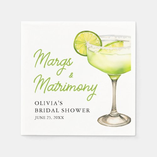Modern Margs  Matrimony Cocktail Bridal Shower Napkins