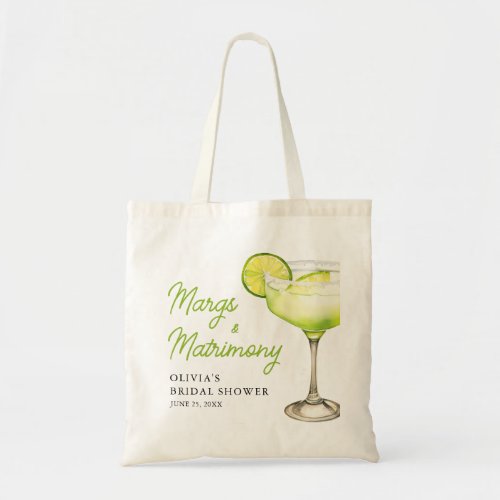 Modern Margs  Matrimony Cocktail Bridal Shower Tote Bag