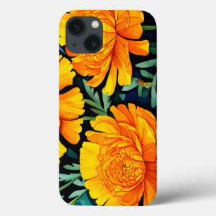 Modern Marigold Watercolor Pattern iPhone 13 Case