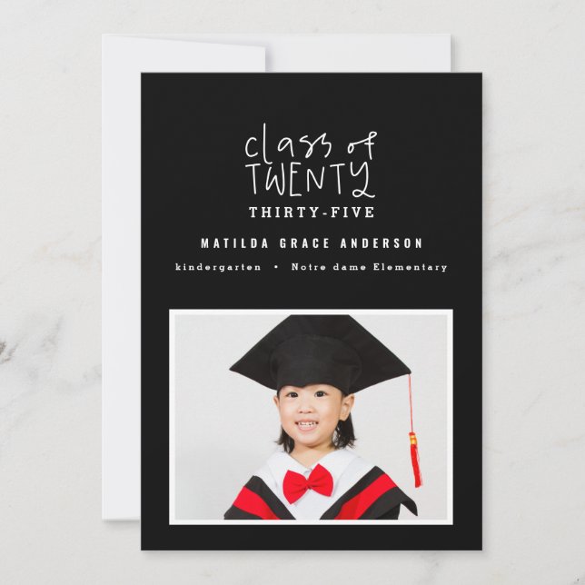 Modern marker pen class of photo graduation announcement (Front)