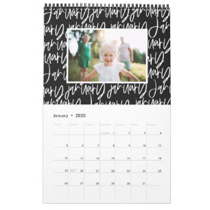 Modern marker pen photo script calendar