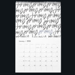 Modern marker pen script calendar<br><div class="desc">Modern,  graphic hand written style calendar design. Colors of the text can be changed to suit your style.</div>