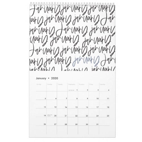 Modern marker pen script calendar
