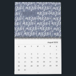 Modern marker pen script calendar<br><div class="desc">Modern,  graphic hand written style calendar design. Colors of the text can be changed to suit your style.</div>