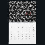 Modern marker pen script calendar<br><div class="desc">Modern,  graphic hand written style calendar design. Colors of the text can be changed to suit your style.</div>