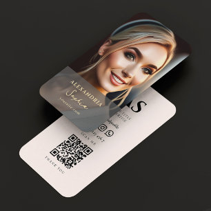 Modern Marketing Full Photo Professional Pink Business Card