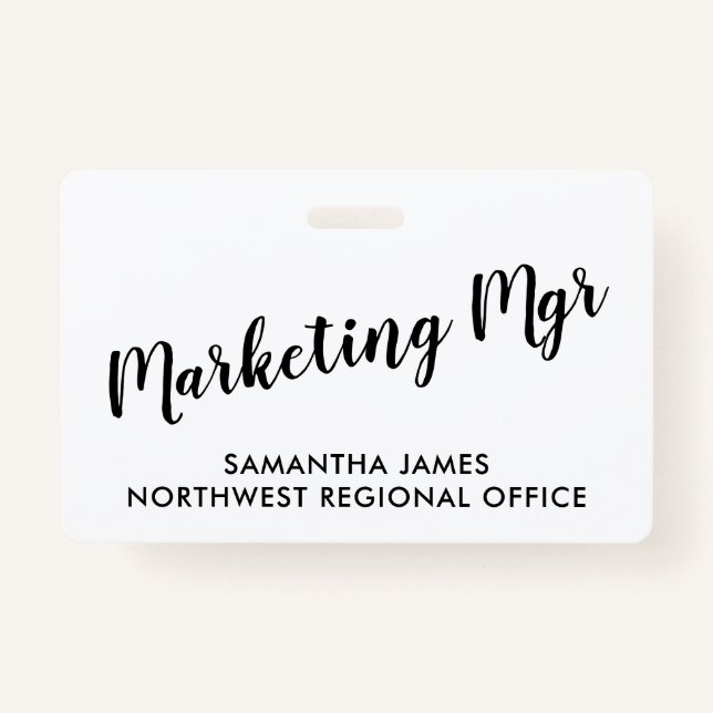 Modern Marketing Manager ID Badge (Front)