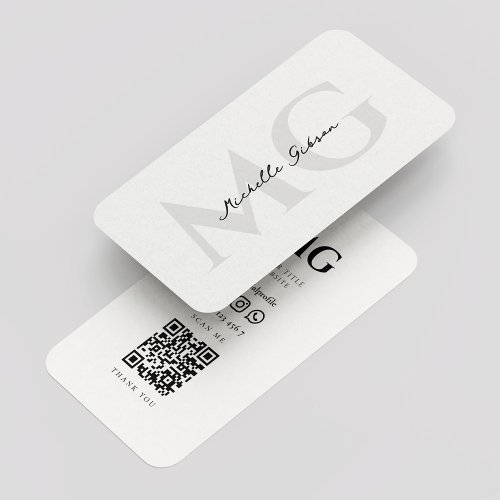 Modern Marketing Monogram Professional Black White Business Card