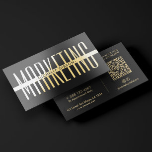 Modern Marketing Professional Foil Black Business Cards