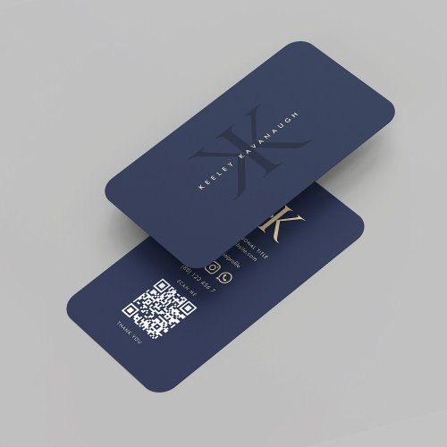 Modern Marketing Professional Monogram K Blue  Business Card
