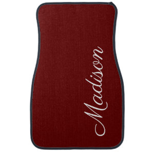 Modern Maroon Burgundy Classy Script Monogram Car Floor Mat