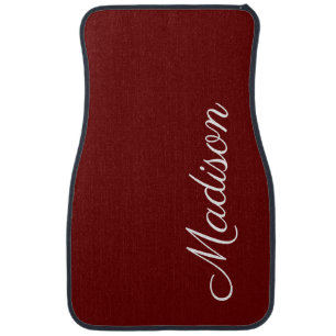 Modern Maroon Burgundy Classy Script Monogram Car Floor Mat