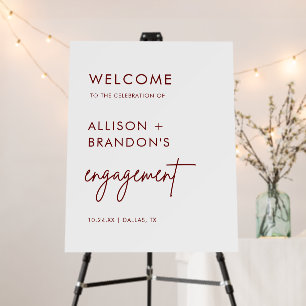 Modern Maroon Engagement Party Welcome Sign