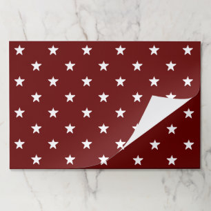 Modern maroon red white stars pattern placemats