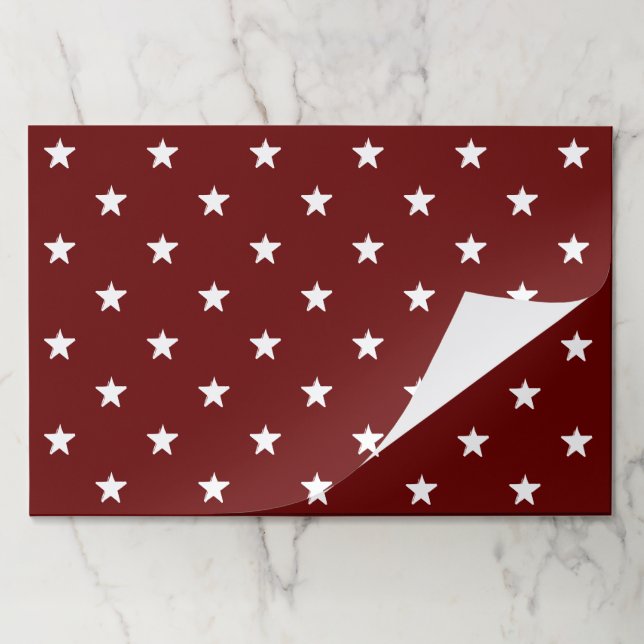 Modern maroon red white stars pattern placemats (Folded)