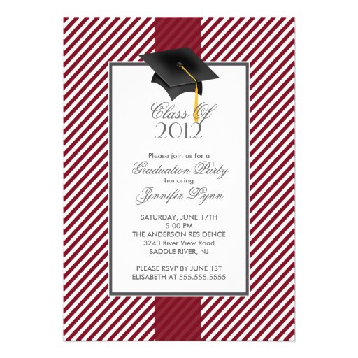 Maroon And White Graduation Invitations 5