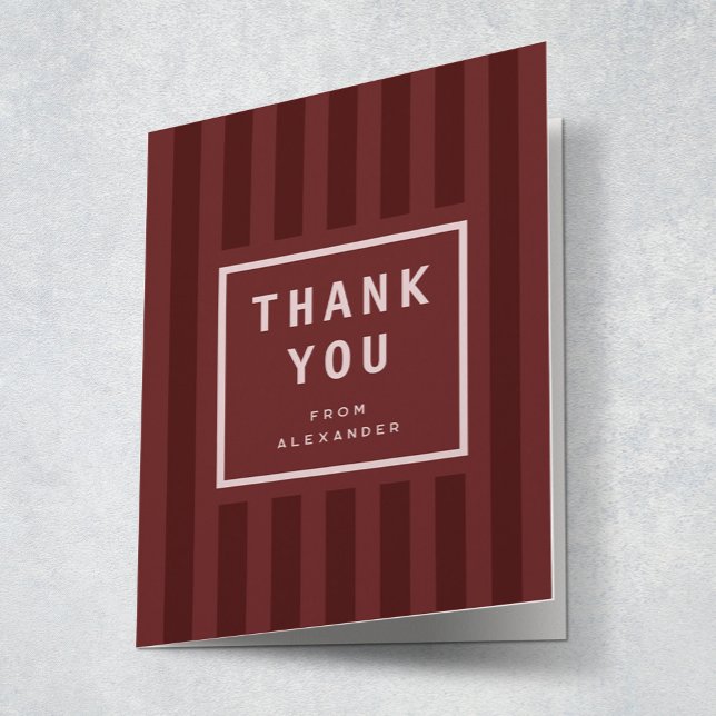 Modern Maroon Stripes Graduation Thank You (Creator Uploaded)