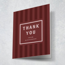 Modern Maroon Stripes Graduation Thank You
