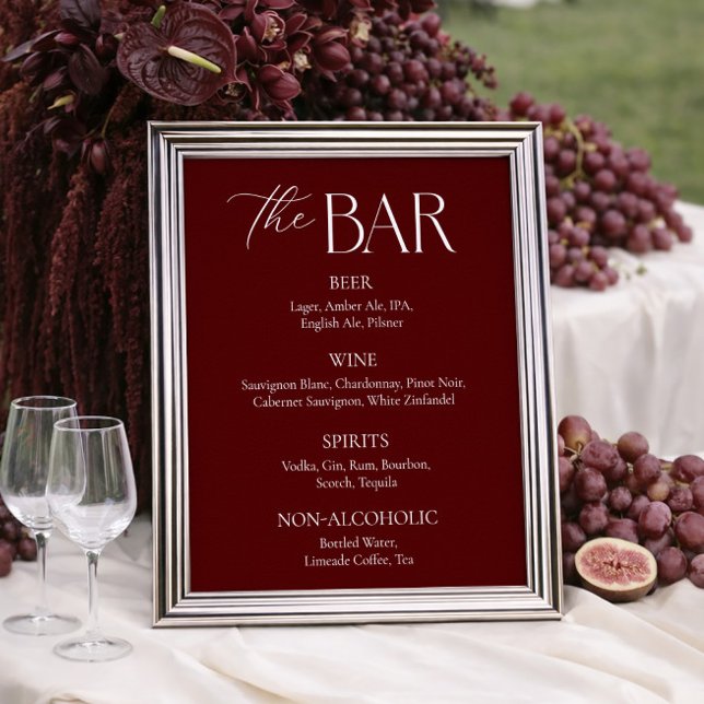 Modern Maroon Wedding Bar  Poster (Creator Uploaded)