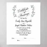 Modern Marriage Certificate Wedding Keepsake