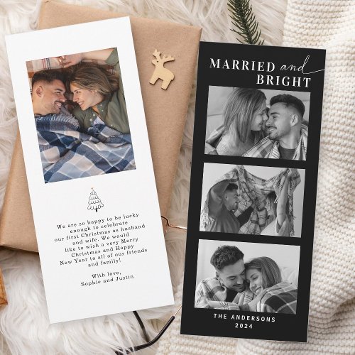 Modern Married  Bright Christmas Couple Photo Holiday Card