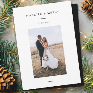 Modern Married & Merry Photo Holiday Card