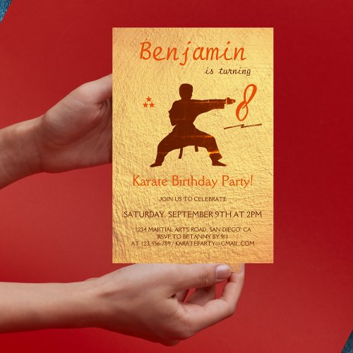 Modern Martial Arts Karate Fun Party Kids Birthday Invitation