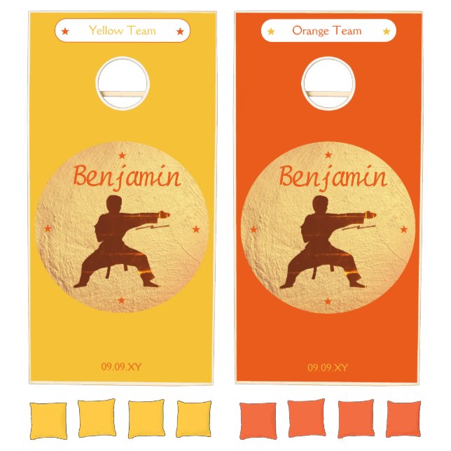 Modern Martial Arts Karate Kids Birthday Party Cornhole Set (Set)