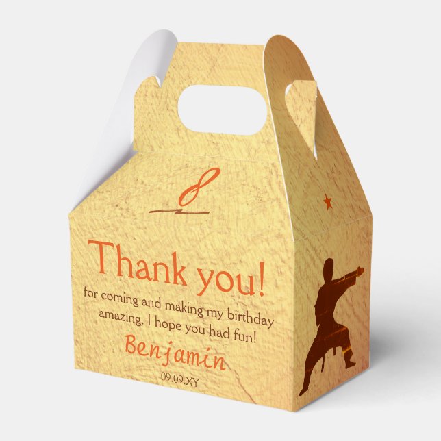 Modern Martial Arts Karate Kids Birthday Thank You Favor Boxes (Front Side)