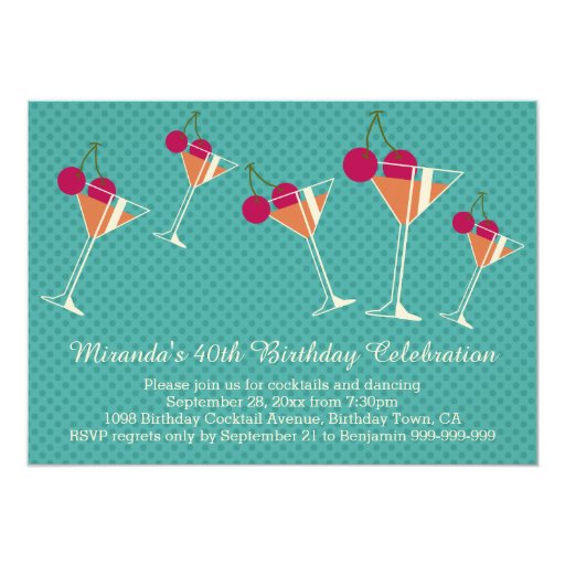 40Th Birthday Cocktail Party Invitations 10