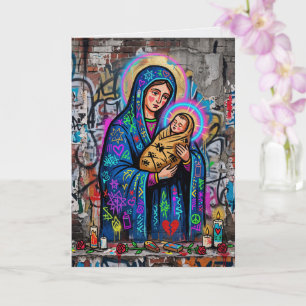 Modern Mary Baby Jesus Christmas Card