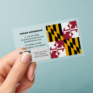 Modern Maryland Business Card, USA, Maryland Flag Clear Business Cards
