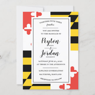 Modern Maryland Flag Wedding Invitation