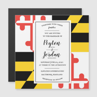 Modern Maryland Flag Wedding Magnetic Invitation