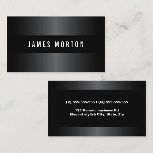 Modern masculine black gray stylish professional business card (Front/Back)