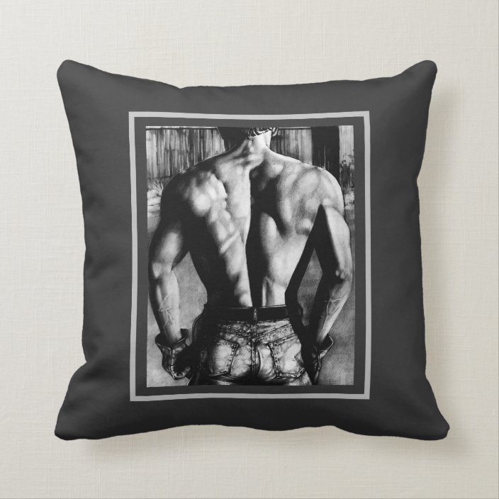 Modern Masculine Bodybuilding Weightlifting Man Throw Pillow